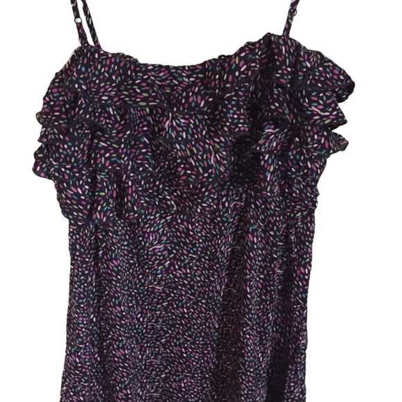 NWT STUDIO SPA Confetti Print Sleeveless Dress W Tiered Ruffle Overlay Black L - Picture 7 of 12